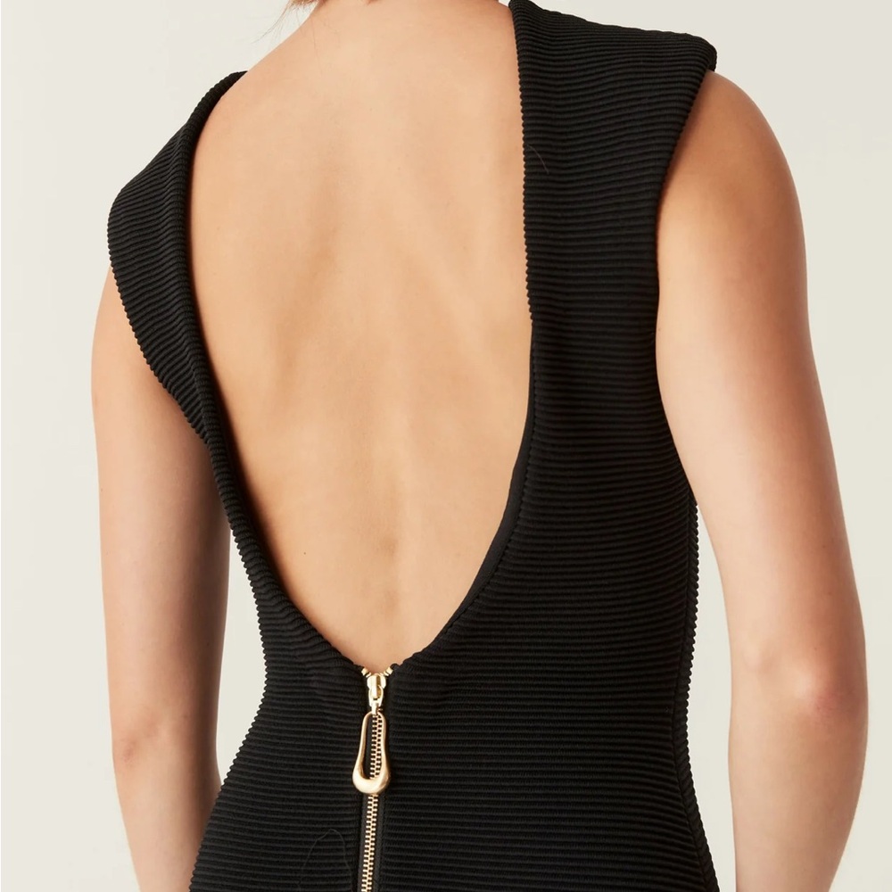 AJE raffia fringe midi dress in black size small - Picture 3 of 5